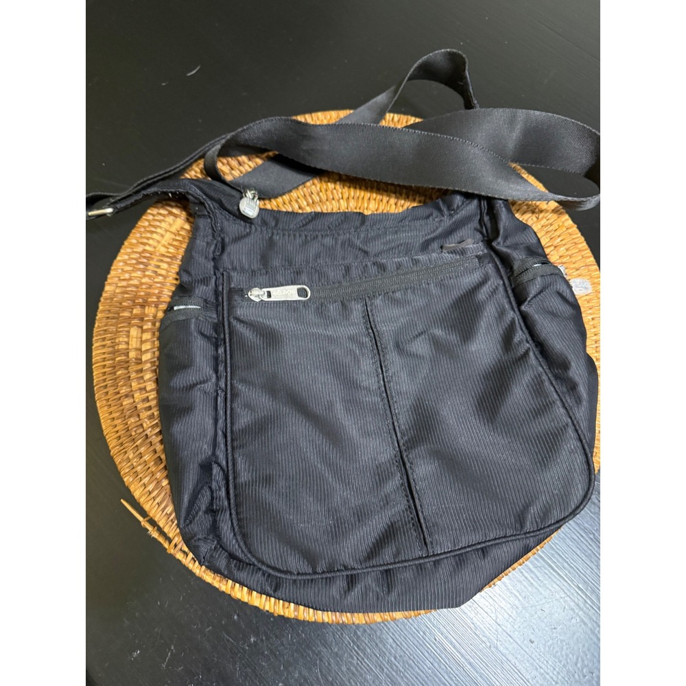 Ebags Black Nylon Crossbody Bag Adjustable Strap Multi Pocket Travel Purse